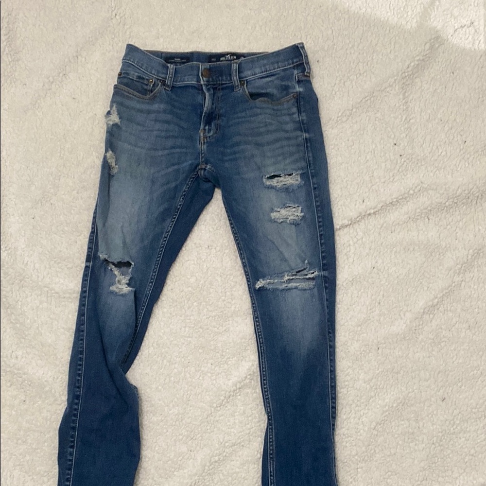 Hollister Blue Skinny Jeans with Distressed Details